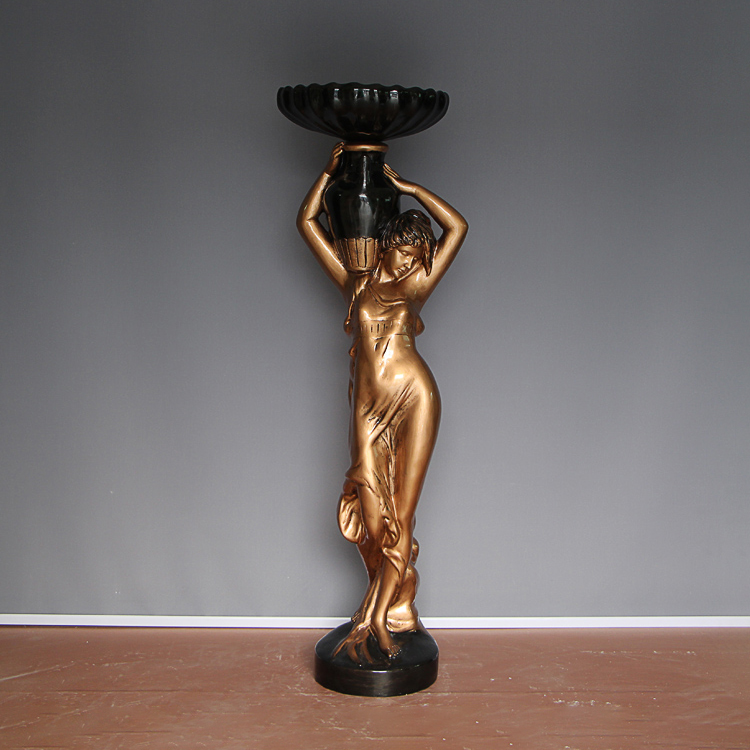 Woman Figure holding planter Sculpture floor
