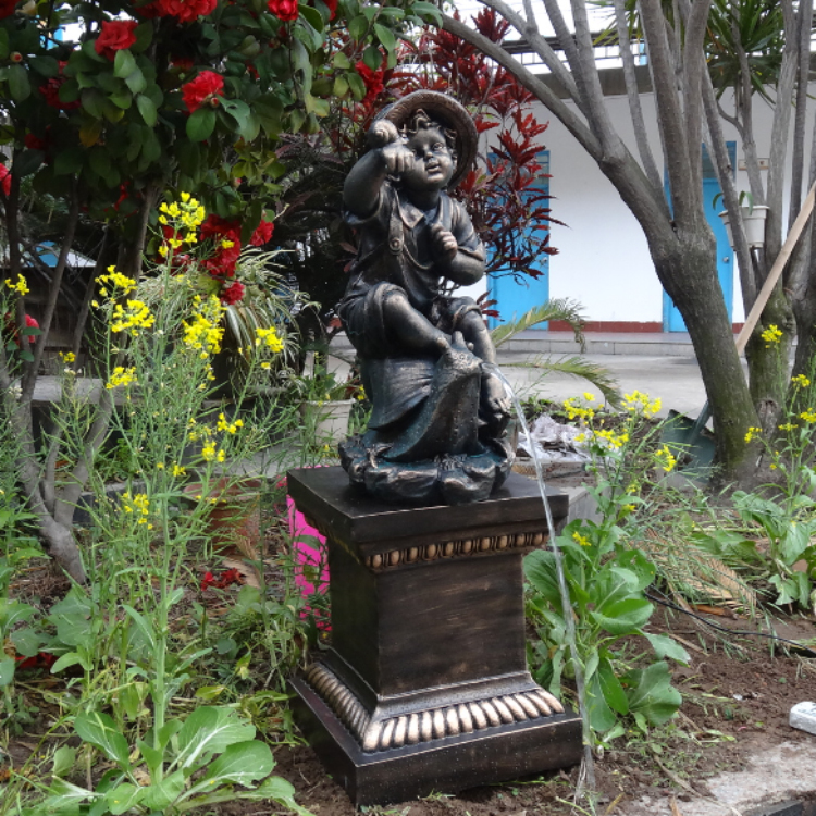 bronze Boy with Snail Fountain water feature