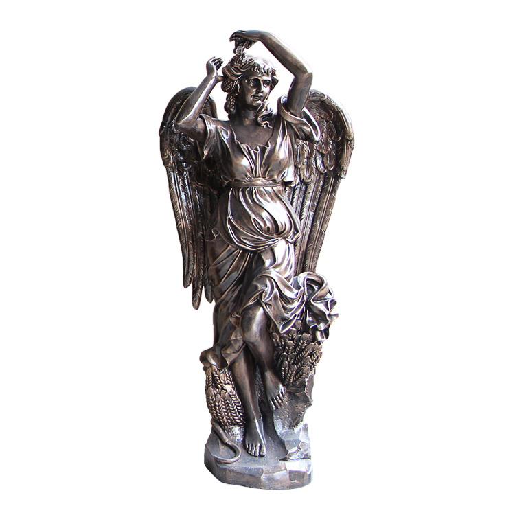 bronze Four Seasons Angel Sculpture holding wheat