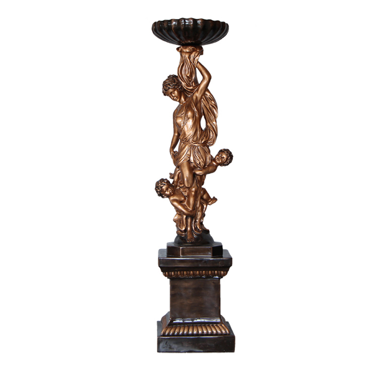 bronze Vintage Female Statue with cherubs base