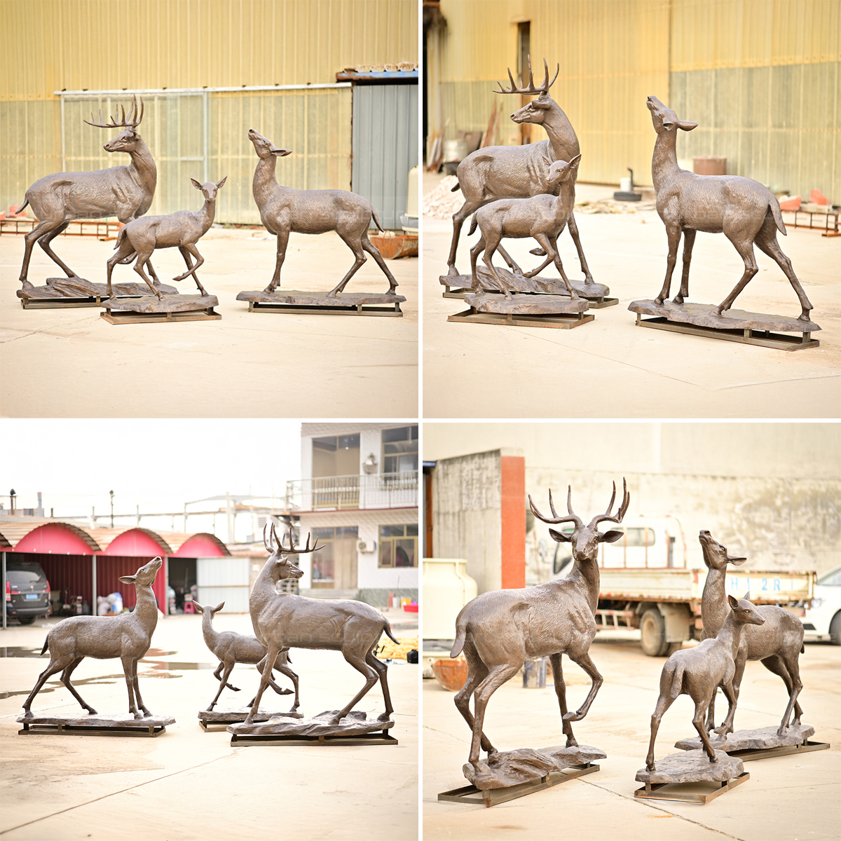 bronze Outdoor Life Size Deer Statues finished sculptures