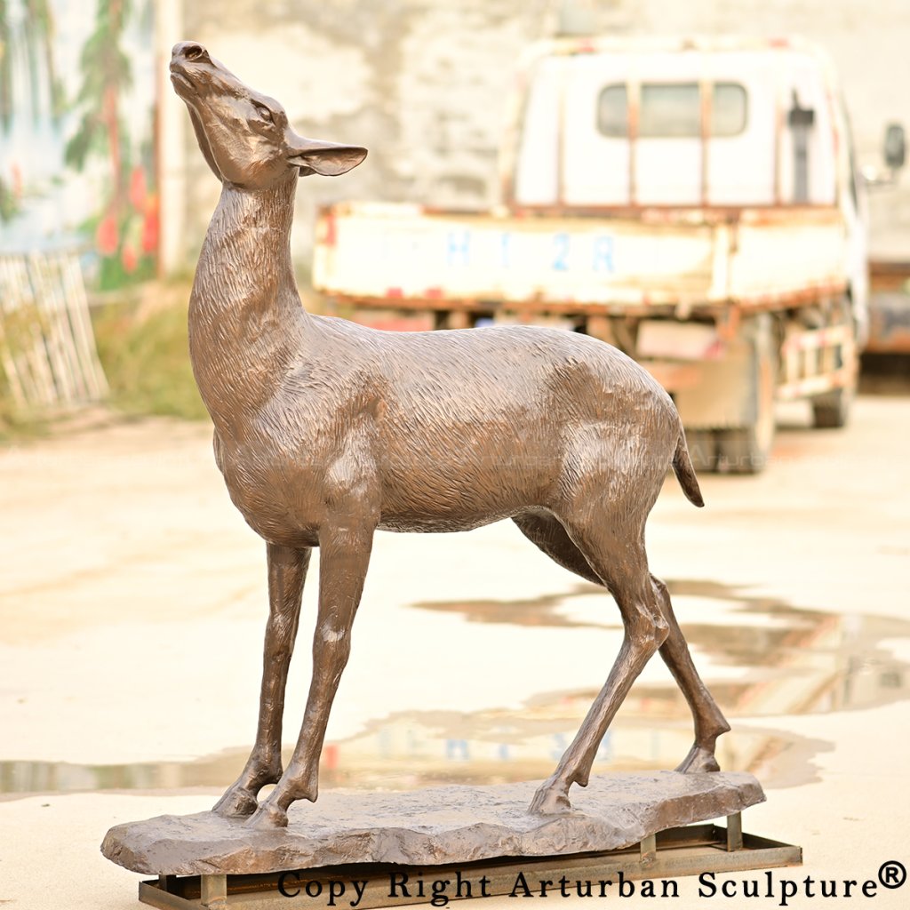 bronze doe sculpture elegant stance