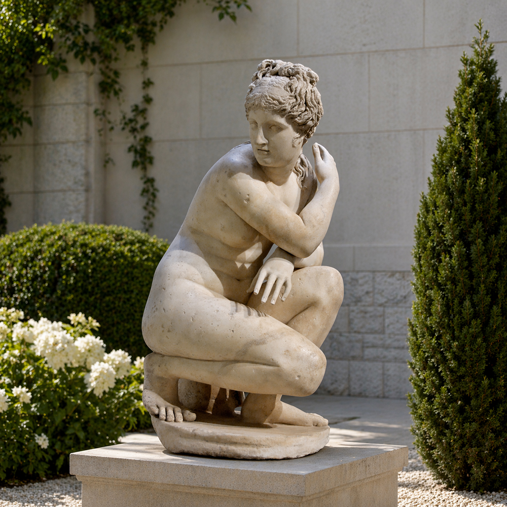 classic marble Crouching Aphrodite sculpture
