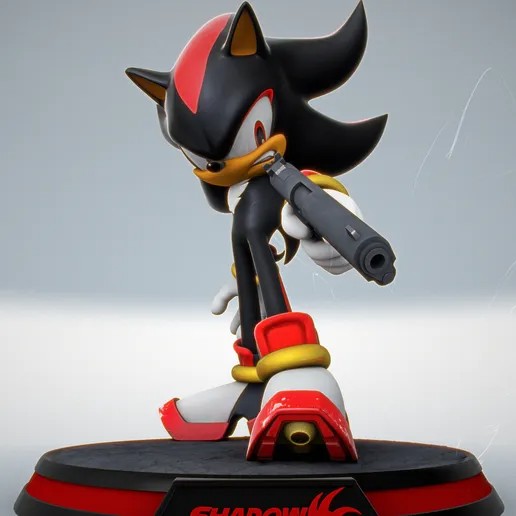 Shadow the Hedgehog holding gun fiberglass Statue