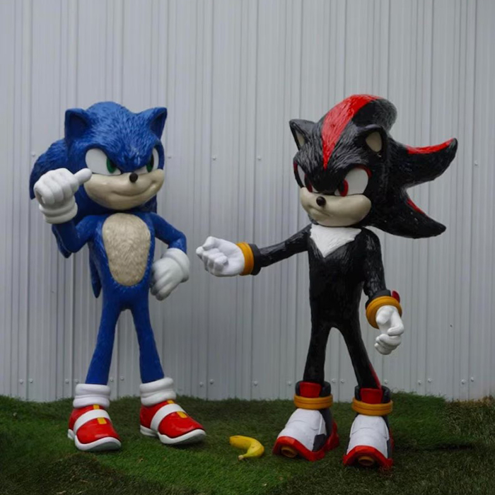 life size Sonic and Shadow lawn Sculpture