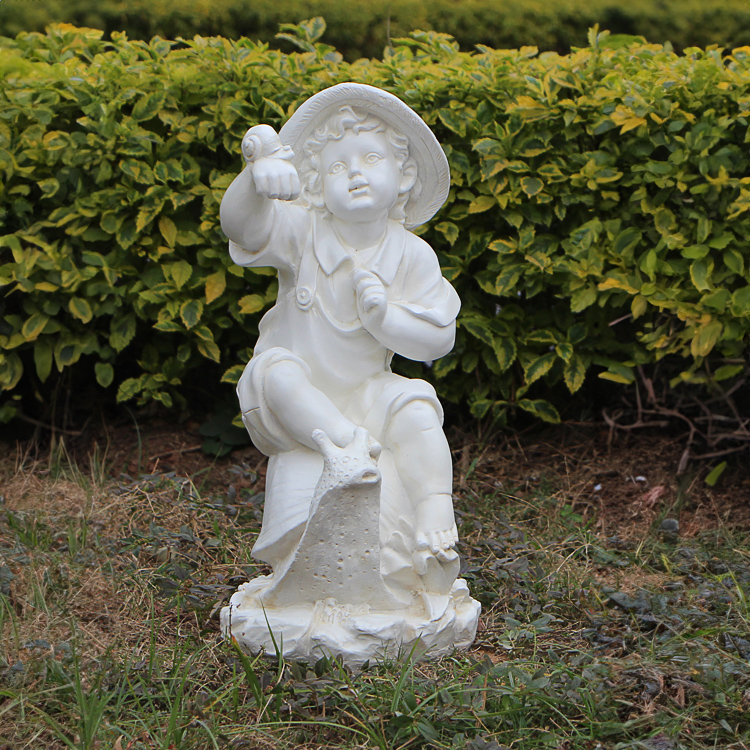 marble Boy with Snail Statue decor