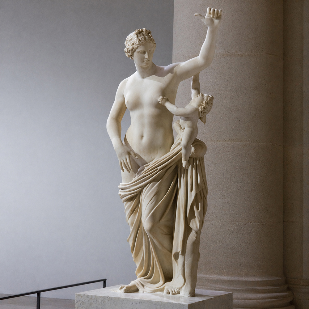 marble Venus with Cupid sculpture