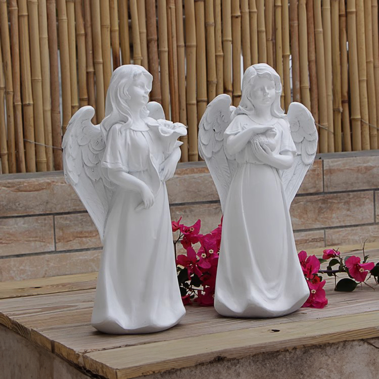 pair of Memorial Angel Figurines flowers