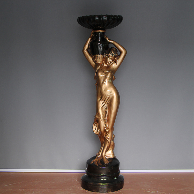 tall bronze Woman Figure Sculpture with pedestal