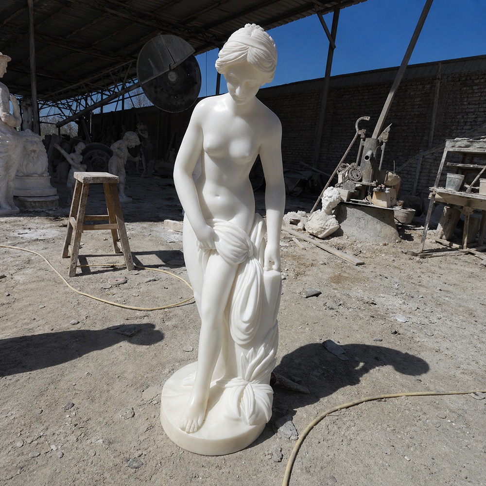 white marble Roman Statue Venus bathing