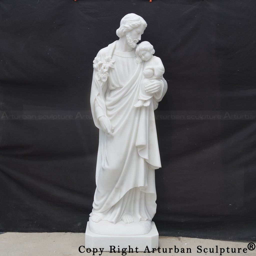 0 Finished saint joseph outdoor statue with Baby Jesus