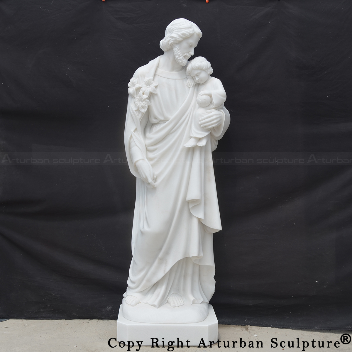 0 Finished saint joseph outdoor statue with Baby Jesus