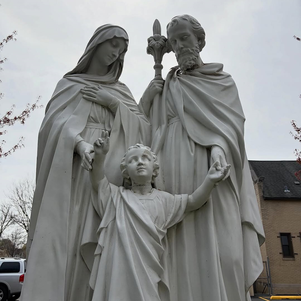 1-(1) Holy Family statue in the parish courtyard
