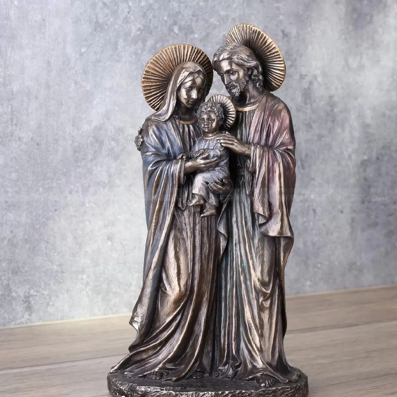 Bronze holy family ministry prayer sculpture for home altar