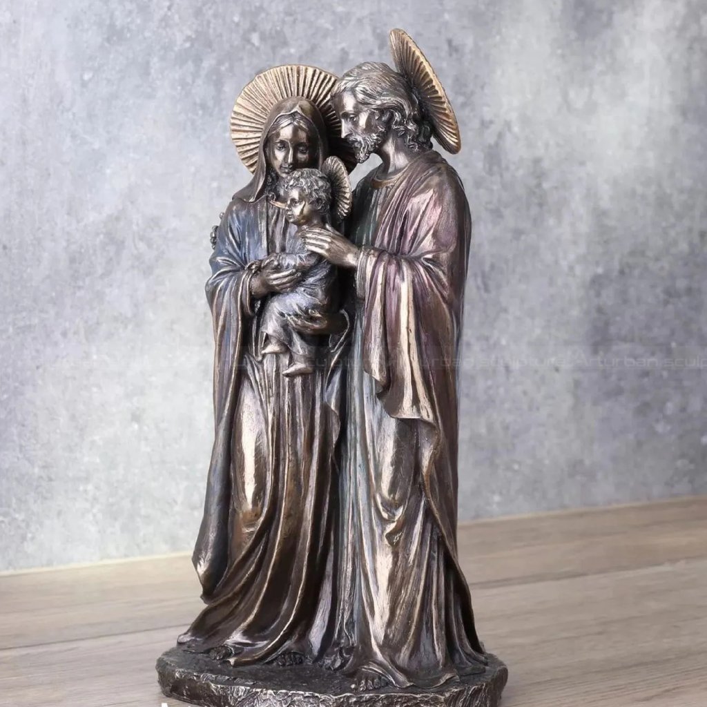 1 (2) Bronze Holy Family Statue decor