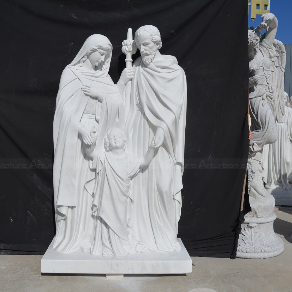 2 (1) Large Marble Holy Family Statue outdoor