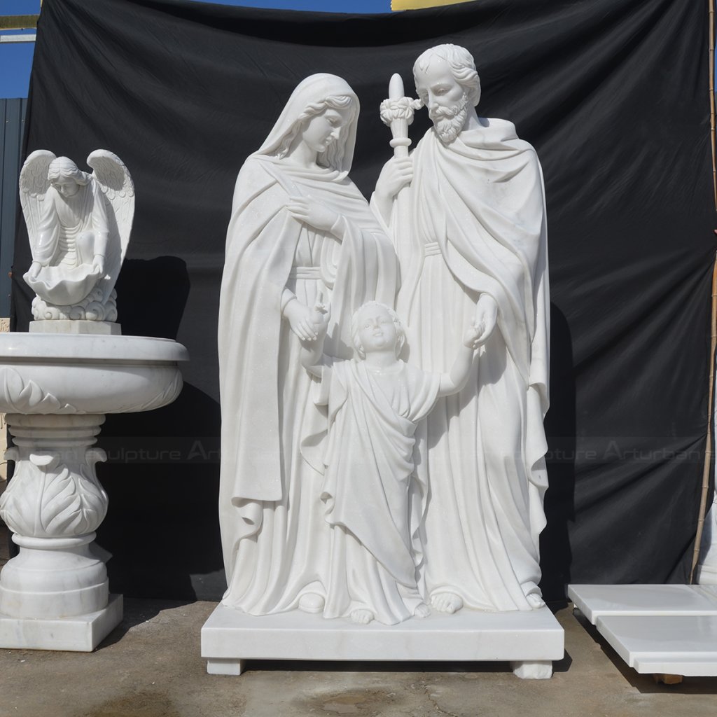 2 (4) Large Marble Holy Family for parish courtyard