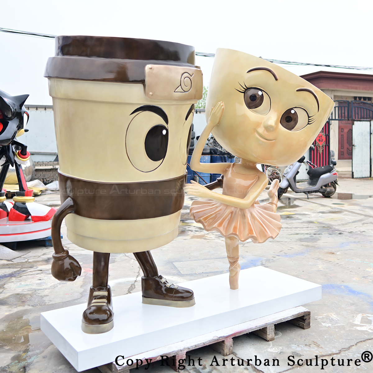 Cappuccino Assassino with Ballerina Cappuccina Meme Sculpture