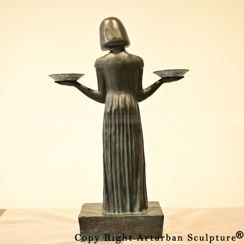 4 Back view of the Bird Girl bronze statue replica