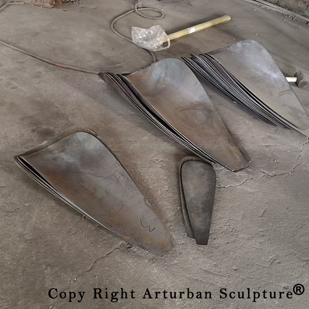 4 Curved corten steel plates for sculpture