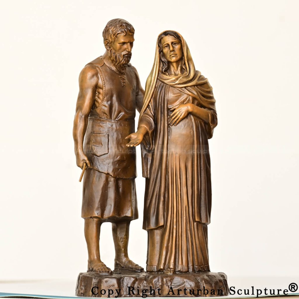 5 (1) Bronze Joseph and Pregnant Mary Statue for home entrace