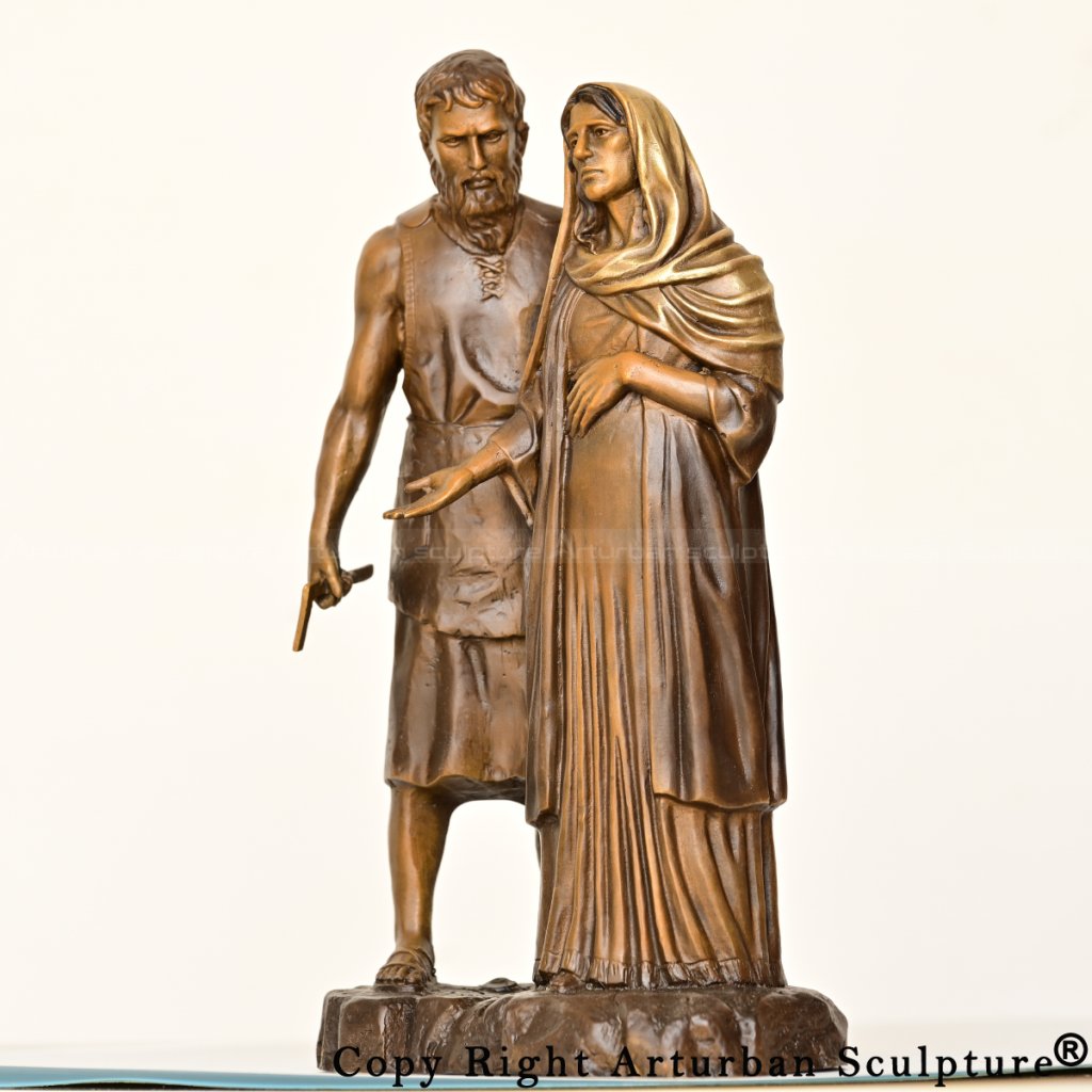 5 (2) Bronze Joseph and Pregnant Mary Statue for prayer corner