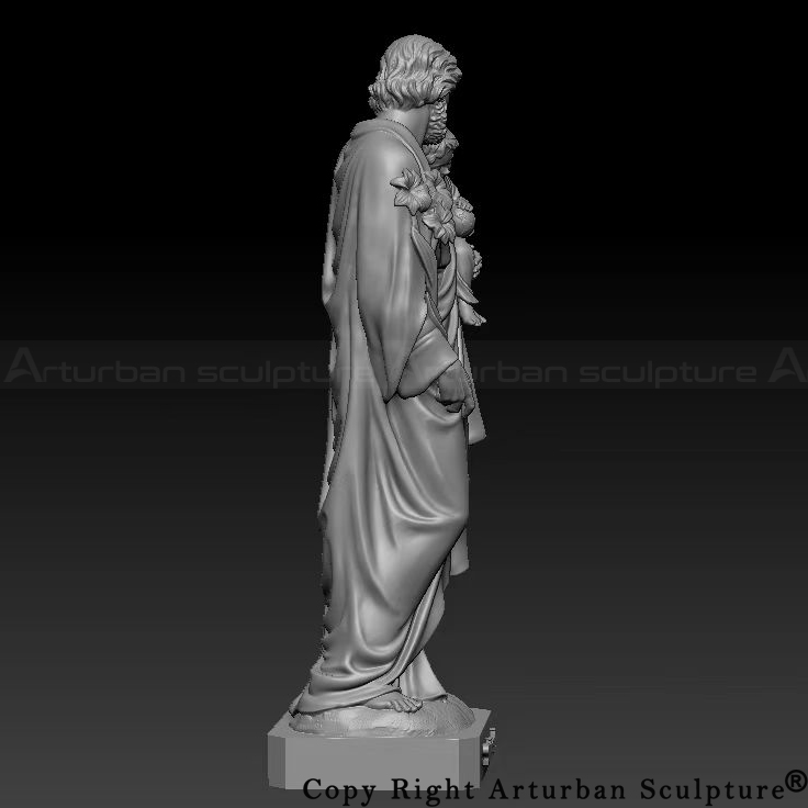 5 Saint Joseph outdoor statue side 3D view
