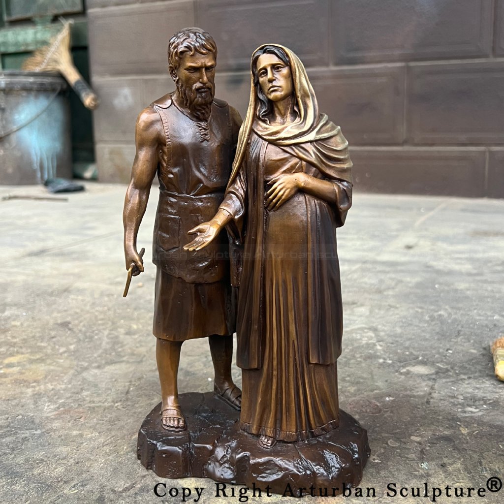 5-bronze Mary and Joseph Sculpture after making the patina