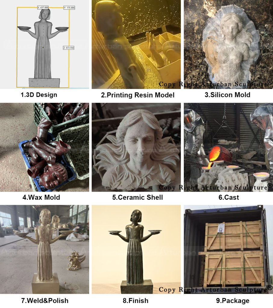 5 production process of bronze midnight in the garden of good and evil statue