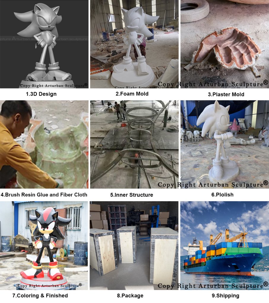 5 production process of making the fiberglass shadow statue