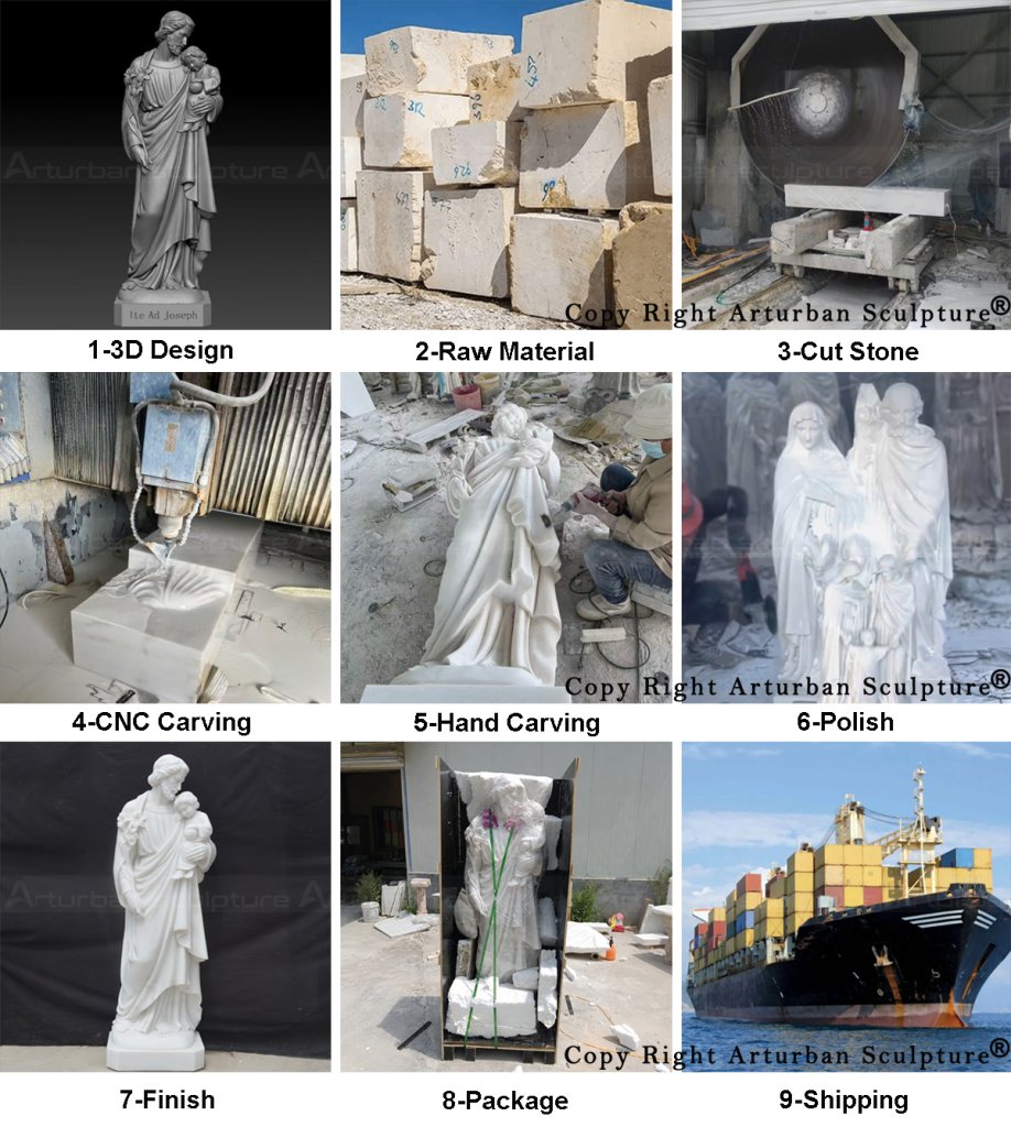 5 production process of marble saint joseph outdoor statue