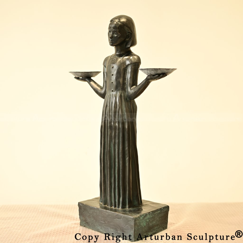 6 Midnight in the Garden of Good and Evil statue replica with the Bird Girl holding two shallow bowls