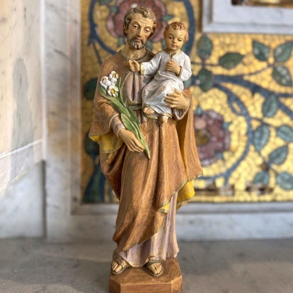 6 Painted Saint Joseph holding Baby Jesus