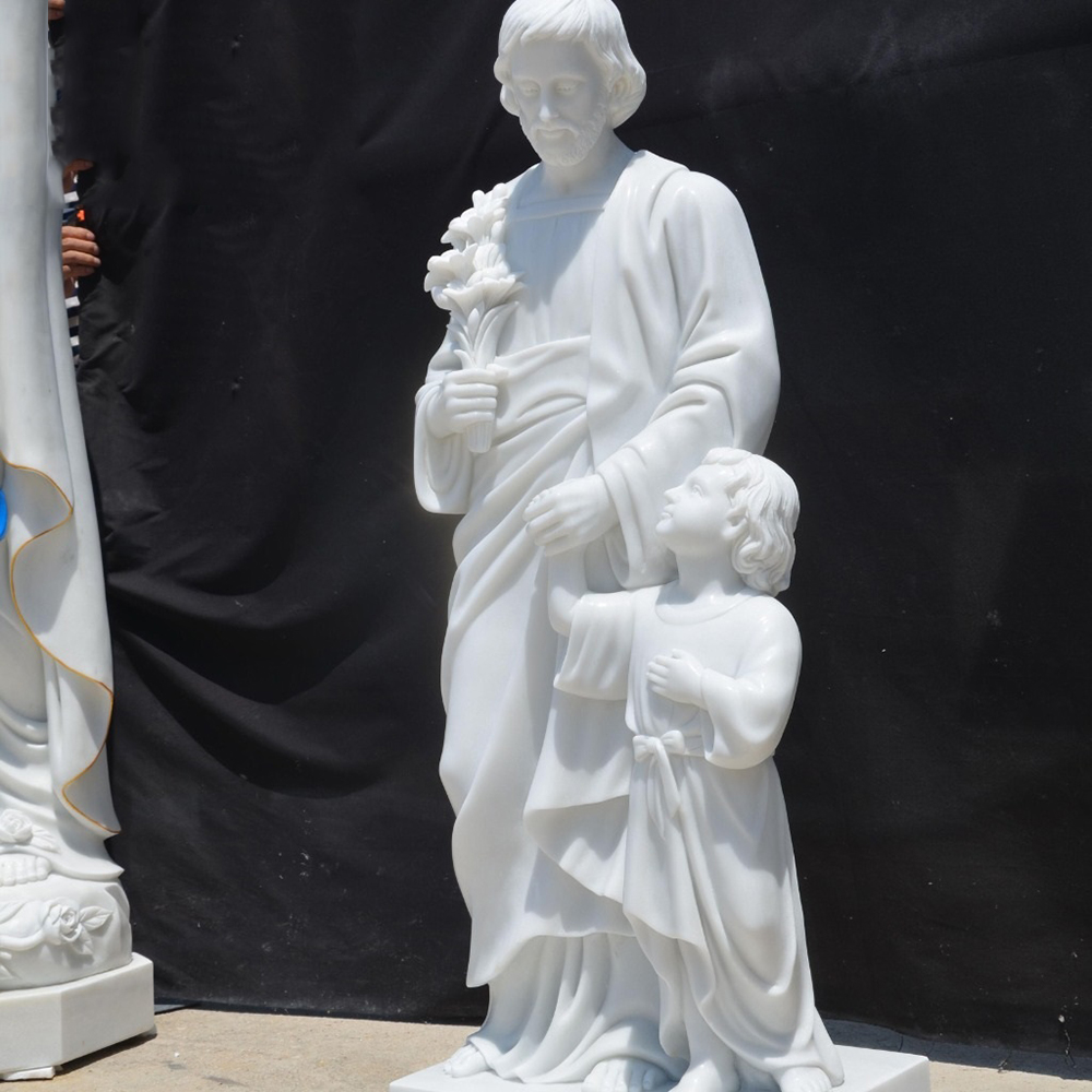 6 White Saint Joseph with young Jesus statue