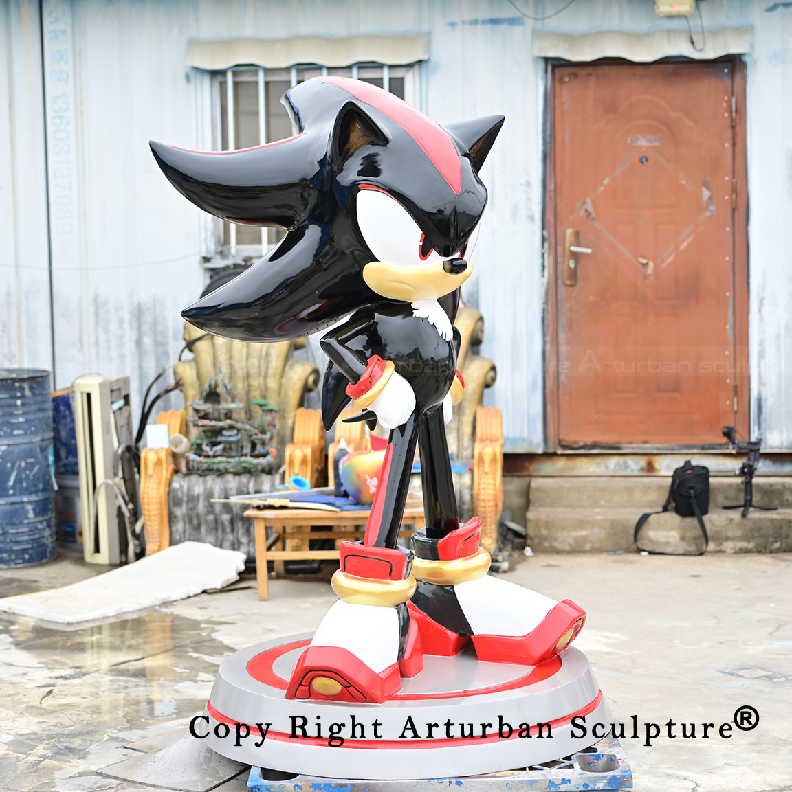 Black red Shadow the Hedgehog Ornament