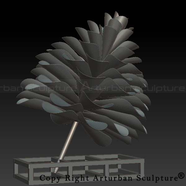 8 Pine Cone Statue 3D side design