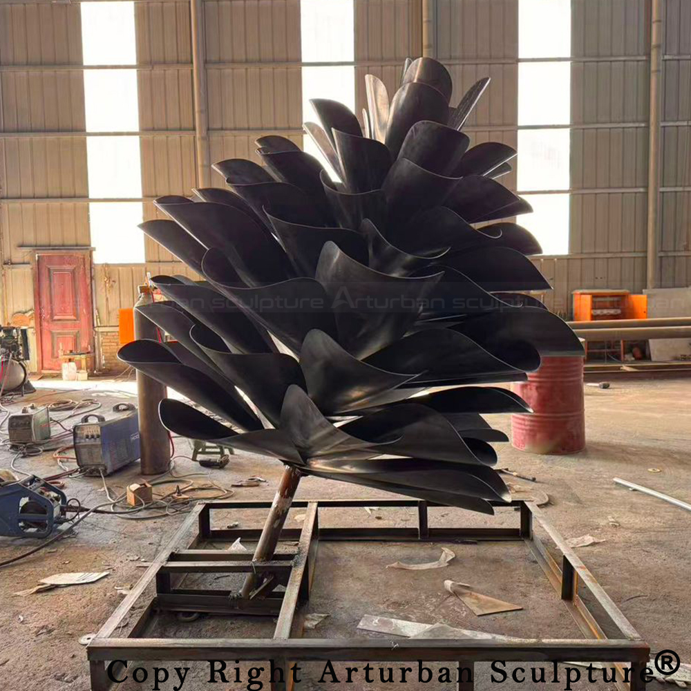 8 Pine Cone Art Sculpture assembly in factory