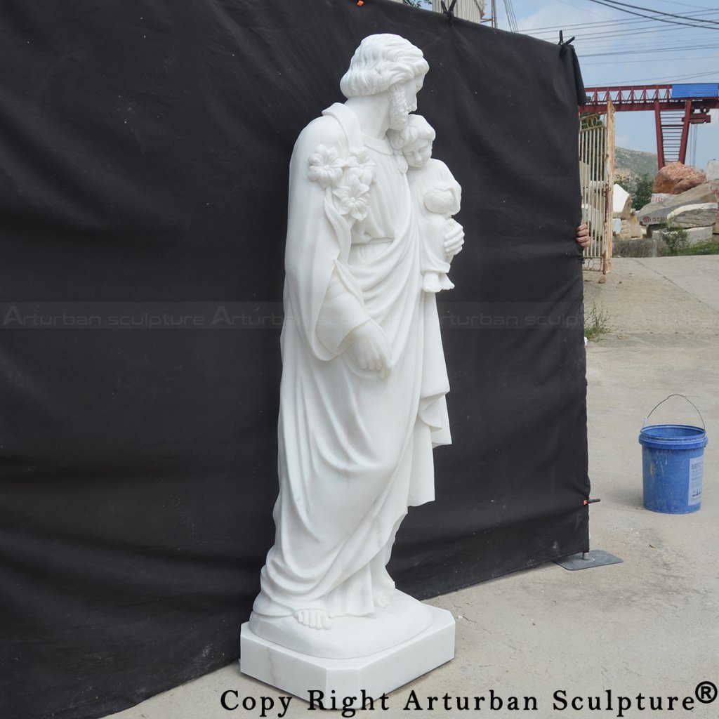 8 Side view marble saint joseph outdoor statue