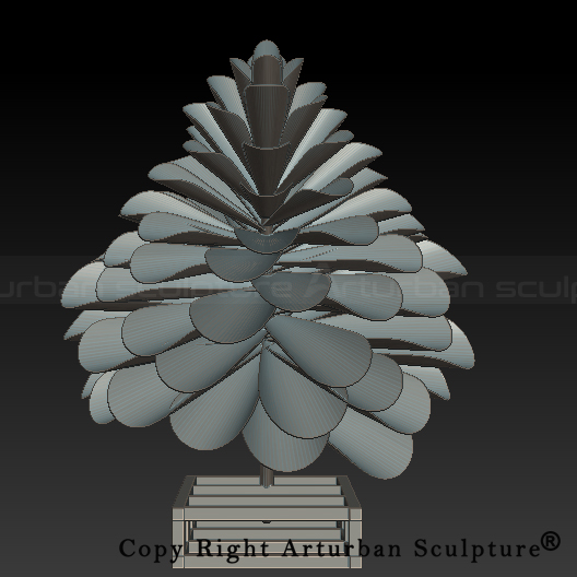 9 pine cone sculpture model