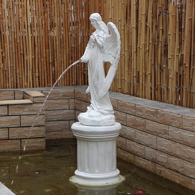 Angel Fountain Outdoor fiberglass pedestal fountain