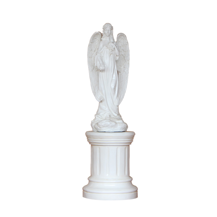 Angel Statue in Garden fiberglass carved pedestal