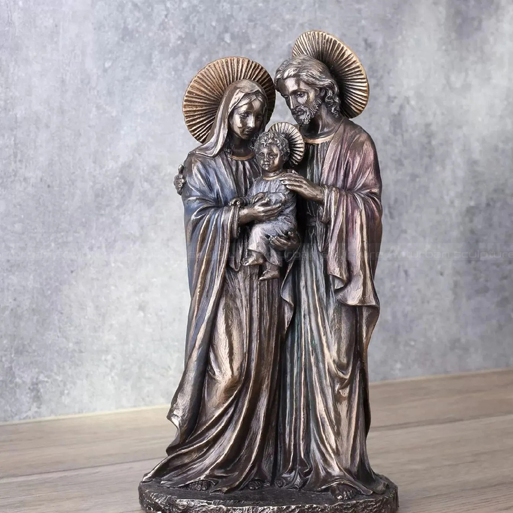 Bronze-holy-family-ministry-prayer-sculpture-for-home-altar