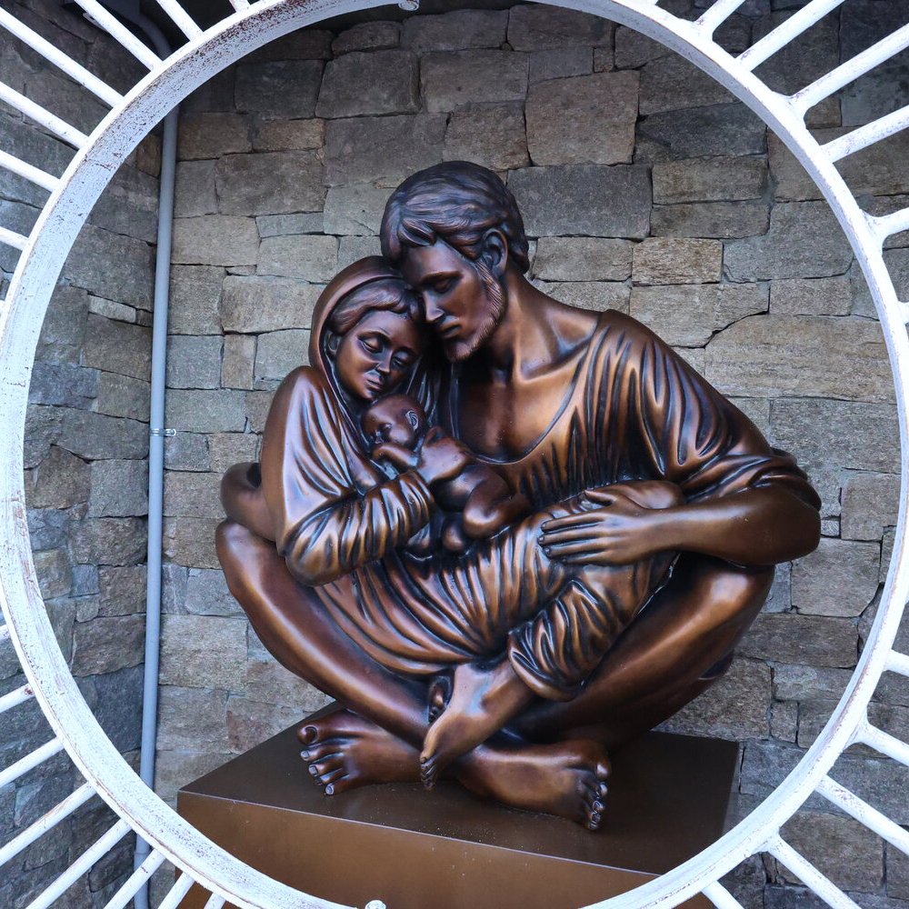 Bronze Holy Family Statue a Quiet Moment niche