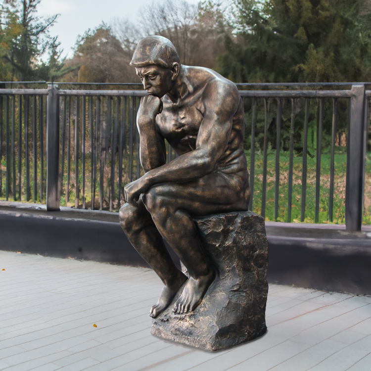 Bronze the Thinker garden sculpture