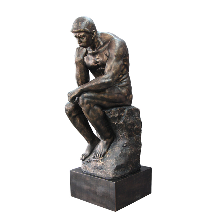 Bronze the Thinker statue on pedestal