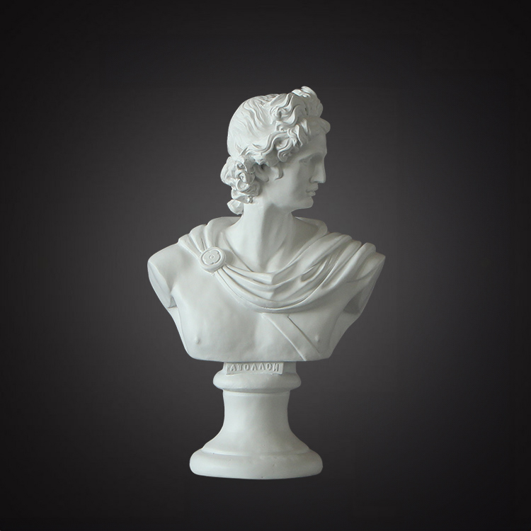 Close-up marble Apollo Greek God Bust Sculpture