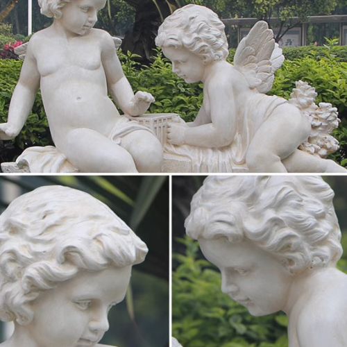 Detailed marble Cherub Angel Garden Statues