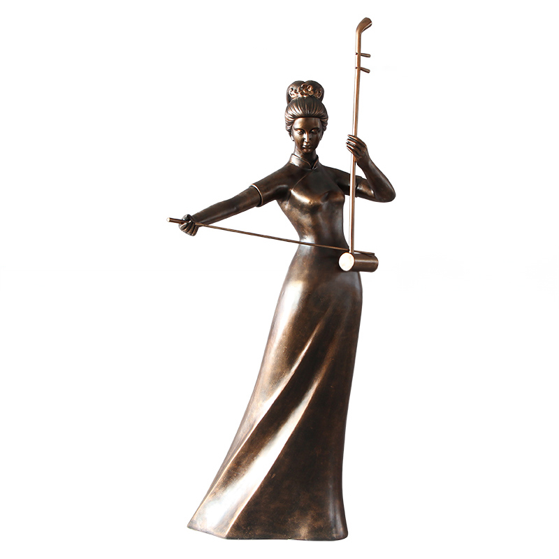 Erhu Player Sculpture with bronze-effect