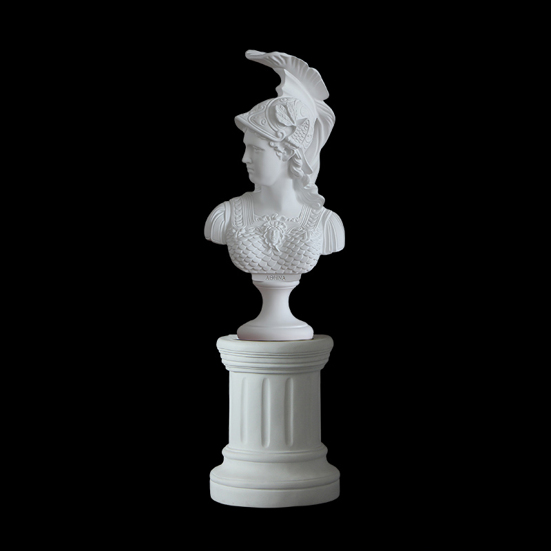 Fiberglass athena statue bust with pedestal