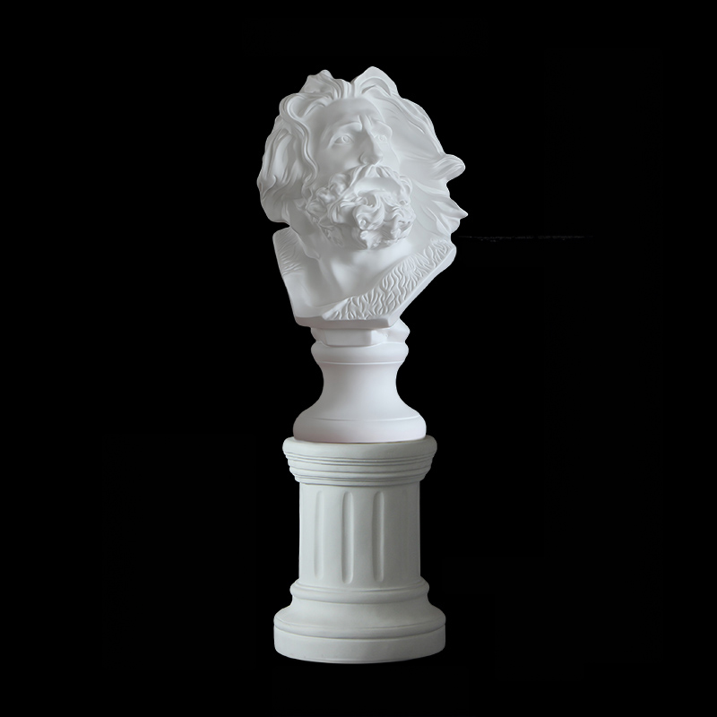 Fiberglass bearded man bust with pedestal